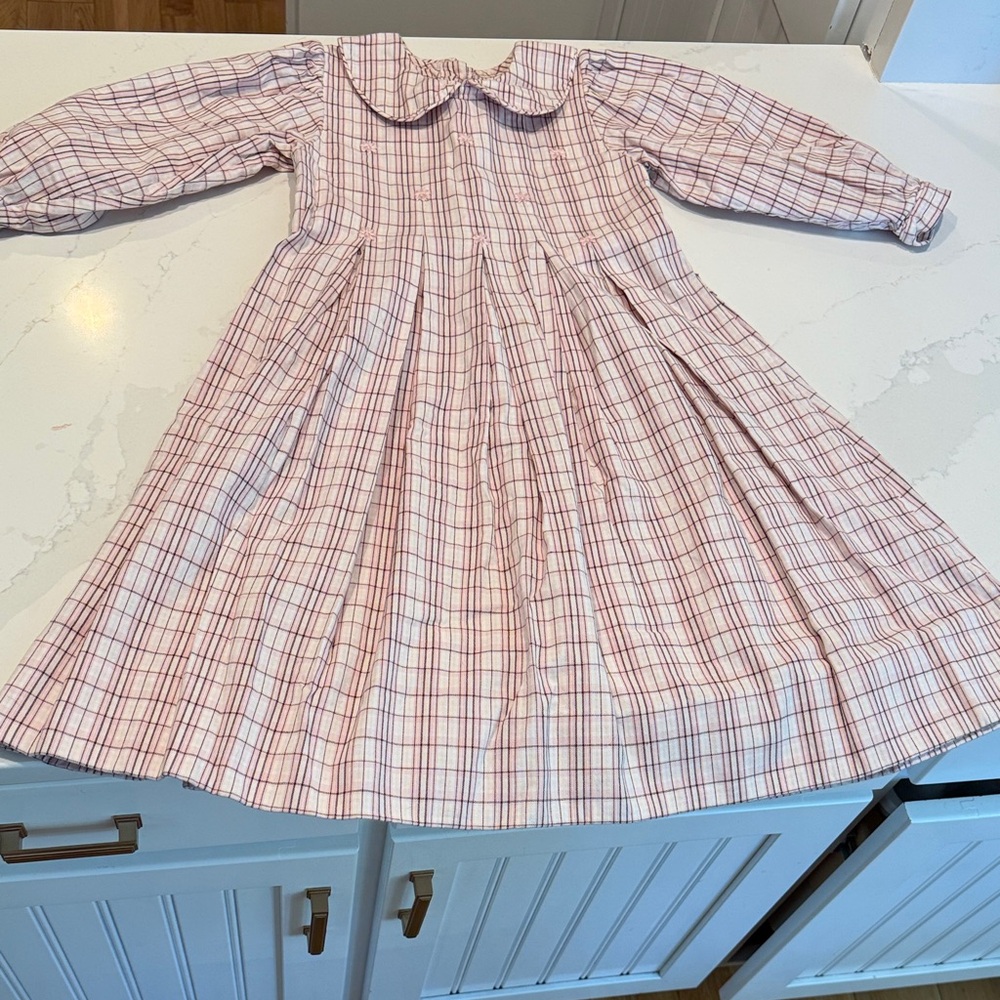 Strasburg Pink Plaid Kids Dress